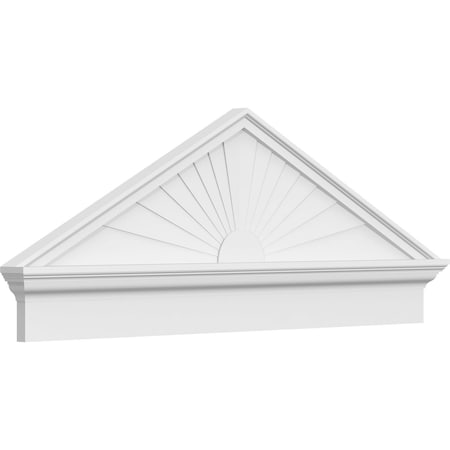 Ekena Millwork Peaked Cap Sunburst Architectural PVC Combination Pediment, 50"W x 19-3/8"H x 2-3/4"P (Pitch 6/12) PEDPC050X195PKC01
